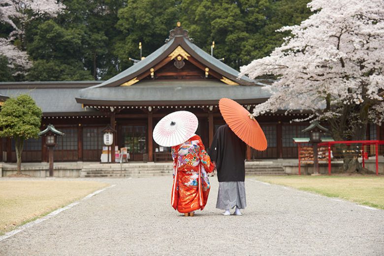 和装前撮り桜ロケーションフォト結婚式写真