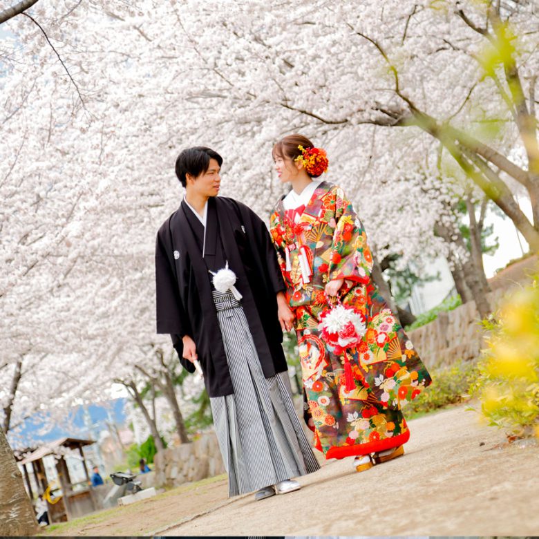 群馬県桜和装前撮りロケーションフォト