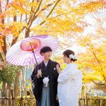 群馬県秋の紅葉和装前撮りロケーションフォト