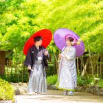 新緑がよく似合う和装前撮りロケーションフォト