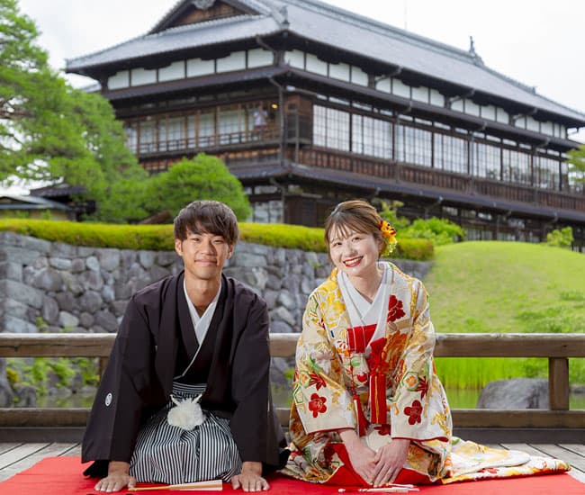 臨江閣日本庭園前撮りロケーションフォト