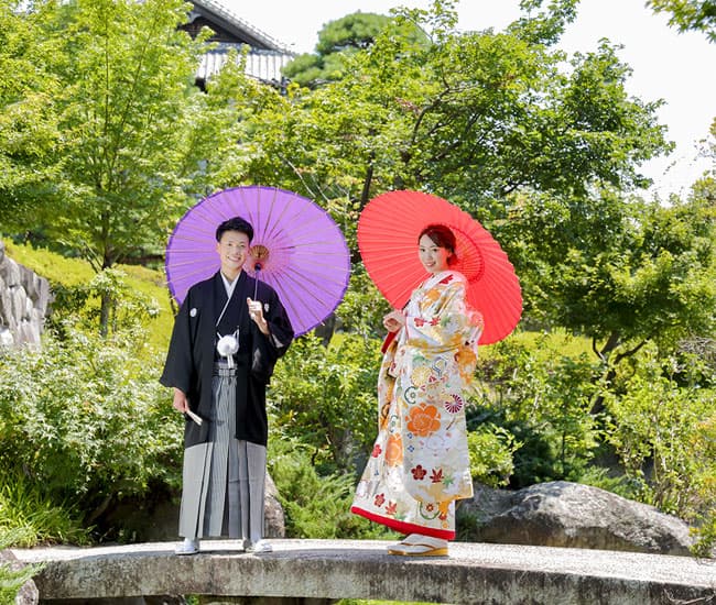 臨江閣日本庭園前撮りロケーションフォト