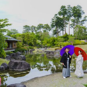 臨江閣日本庭園前撮りロケーションフォト